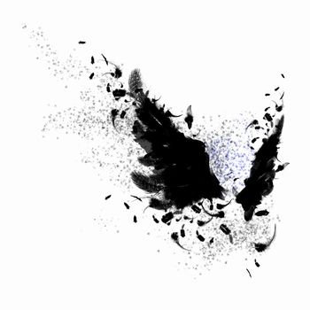 Abstract image of black wings against light background