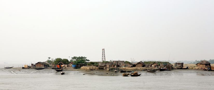 Fishing village in the Ganges river delta