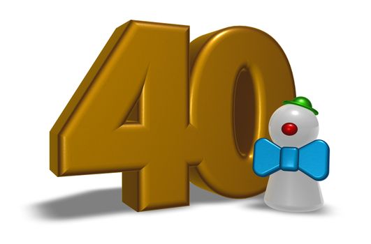 number forty and clown - 3d illustration