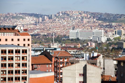 Crowded residential and business sections of Ankara
