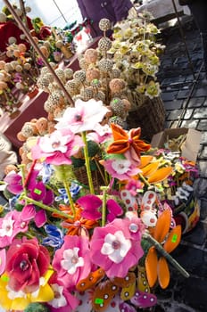 natural organic handmade craft flowers decorations sell in spring street marketplace.