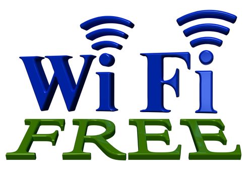 Blue sign of a free zone of a wireless communication