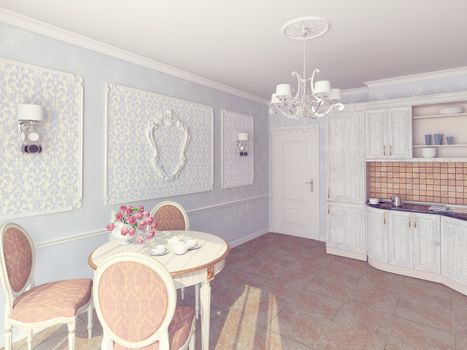 Interior of fashionable kitchen. cg