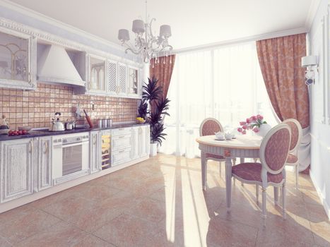 Interior of fashionable kitchen. cg