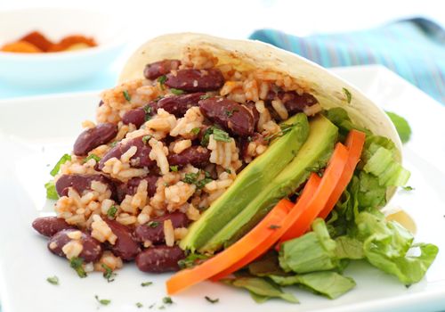 Delicious spicy and hot Mexican beef tortilla with red kidney beans.