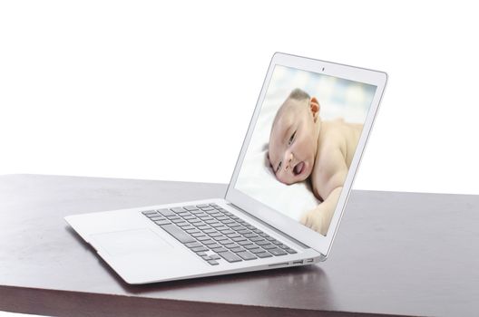 baby photo on a laptop