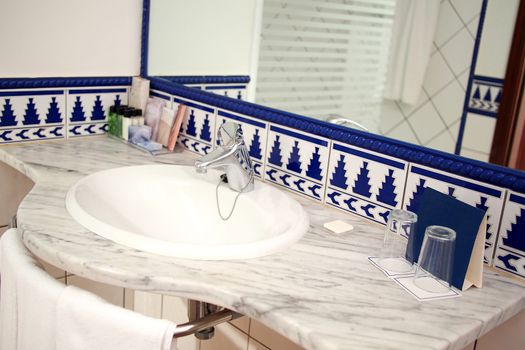 Luxurious washroom sink of the modern home