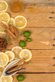 Still life with aromatic ingredients used for baking