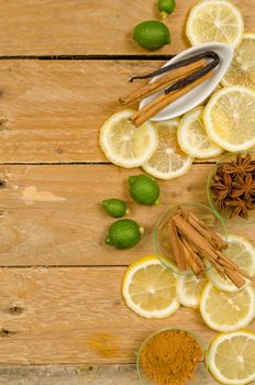 Still life with aromatic ingredients used for baking