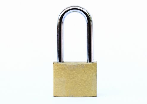 close up shot of old lock isolated on a white background