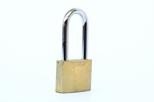 close up shot of old lock isolated on a white background