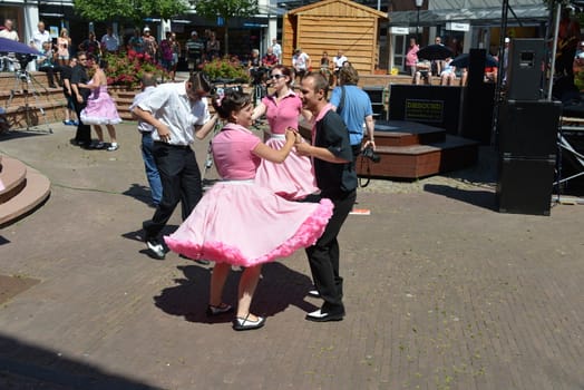 American day with dancers in Hellevoetsluis Netherlands on 21 Juli 2013
