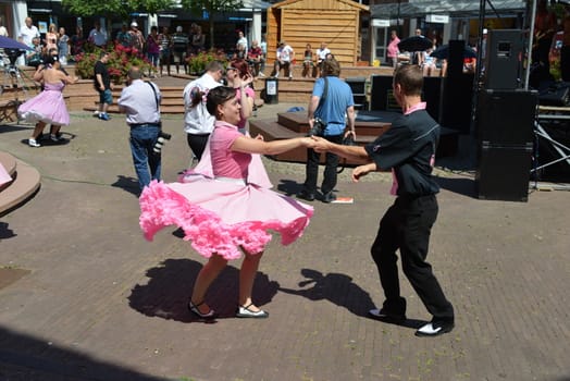 American day with dancers in Hellevoetsluis Netherlands on 21 Juli 2013
