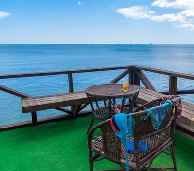 Terrace over the sea in a bright sunny day