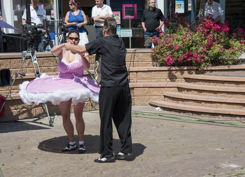 American day with dancers in Hellevoetsluis Netherlands on 21 Juli 2013
