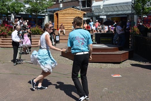 American day with dancers in Hellevoetsluis Netherlands on 21 Juli 2013
