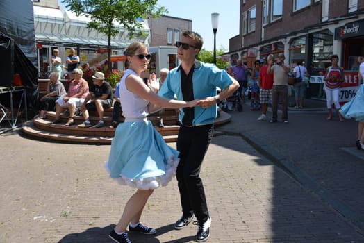 American day with dancers in Hellevoetsluis Netherlands on 21 Juli 2013
