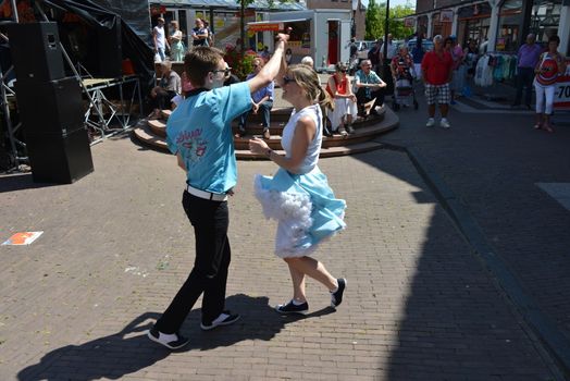 American day with dancers in Hellevoetsluis Netherlands on 21 Juli 2013
