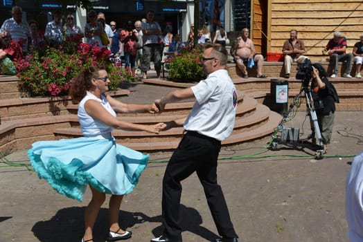 American day with dancers in Hellevoetsluis Netherlands on 21 Juli 2013
