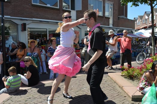 American day with dancers in Hellevoetsluis Netherlands on 21 Juli 2013
