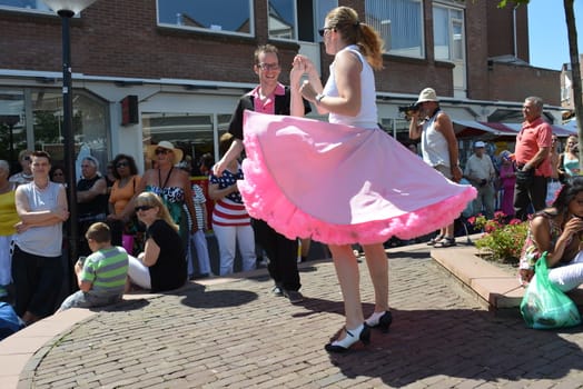 American day with dancers in Hellevoetsluis Netherlands on 21 Juli 2013
