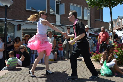 American day with dancers in Hellevoetsluis Netherlands on 21 Juli 2013
