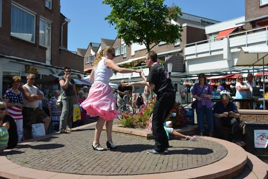 American day with dancers in Hellevoetsluis Netherlands on 21 Juli 2013
