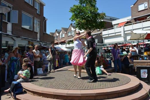 American day with dancers in Hellevoetsluis Netherlands on 21 Juli 2013
