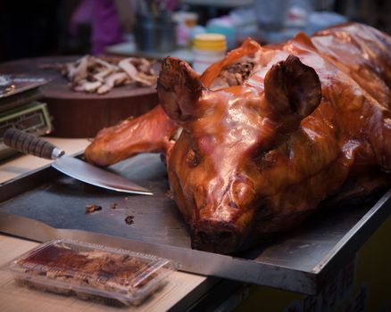 Roasted pig at a Taiwan night market