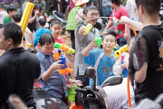 People celebrating Songkran in Taiwan