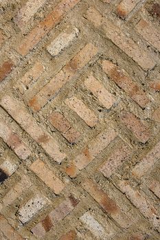 Exterior Brick Wall Herring Bone Pattern on Old Tudor Style Home