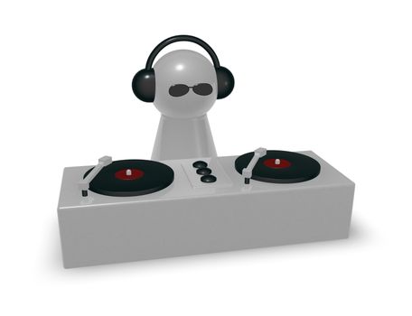 disc jockey on turntables - 3d illustration