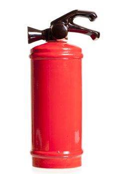 red ceramic decanter in the form of a fire extinguisher on a white background