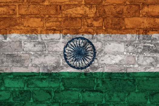 flag of india graphic on brick background