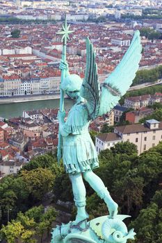 Famous view of Lyon from Notre Dame de Fourviere
