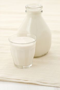 fresh, healthy soy milk on beautiful cheese cloth, nutritious and delicious milk substitute.