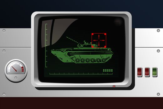 display of military radar, Infantry fighting vehicle. Simple gradients only - no gradient mesh.