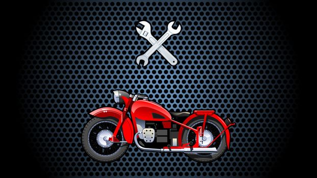 illustration of a red motorcycle. (Simple gradients only - no gradient mesh.)