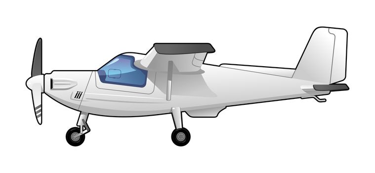 illustration of a light aircraft.  Simple gradients only - no gradient mesh.