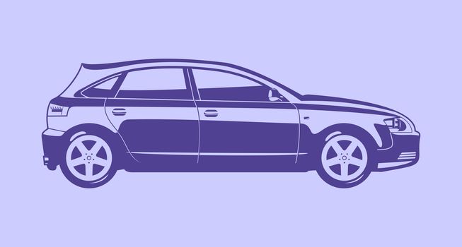 vector illustration of a monochrome car hatch (five door)