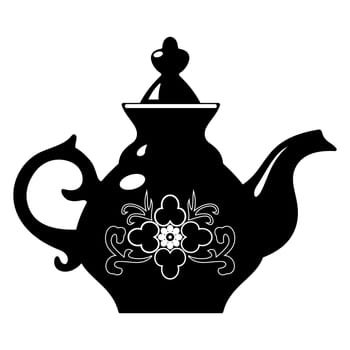 Vector black and white illustration of  teapot .