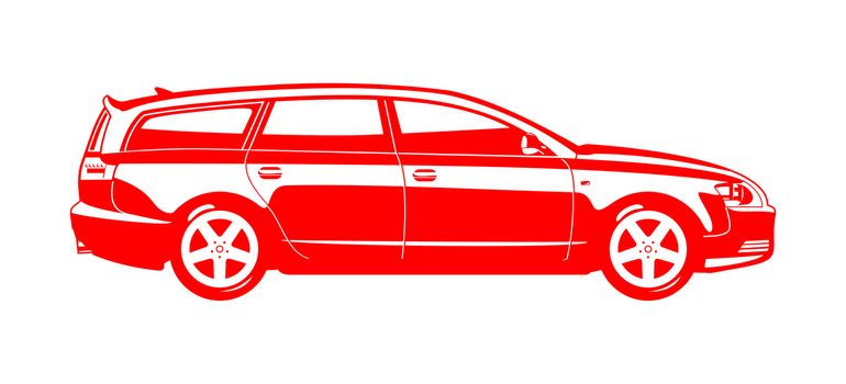 monochrome illustration of  station wagon.