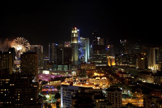View of Singapore cityscape at night