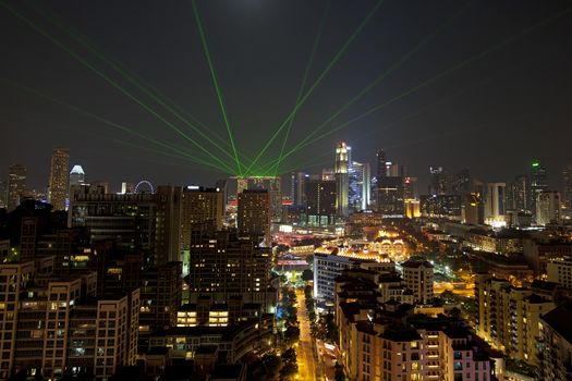 View of Singapore cityscape at night