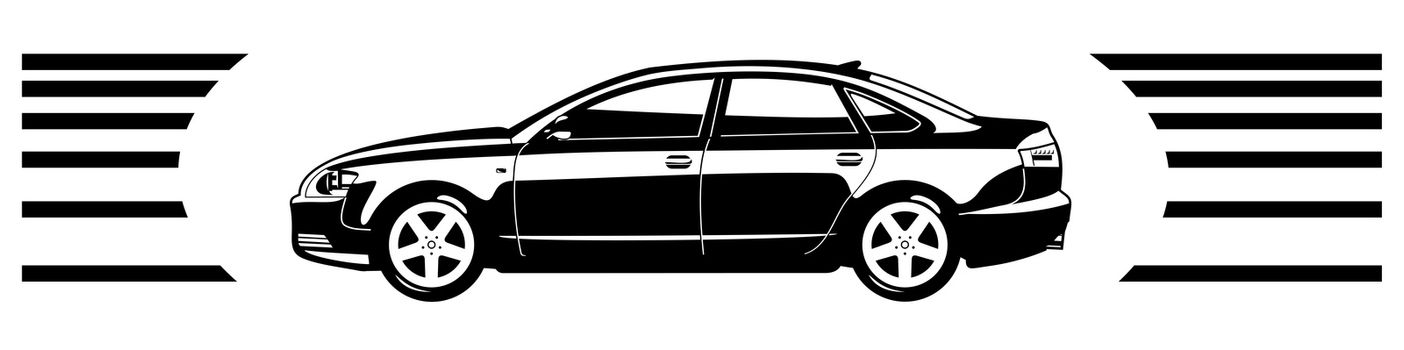 black and white illustration of  car