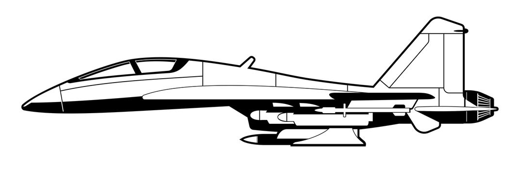 black and white illustration of a pursuit plane