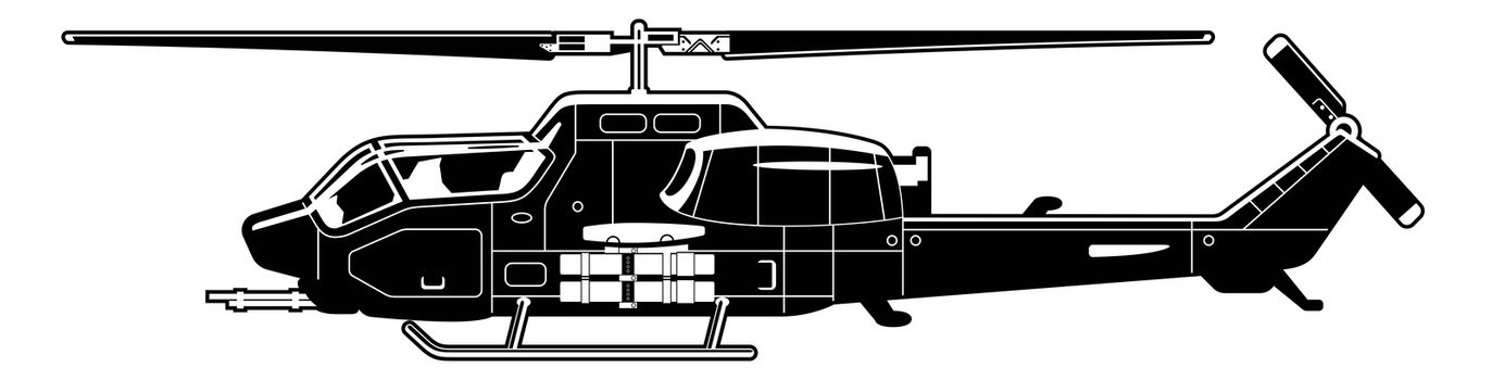 black and white illustration of the helicopter