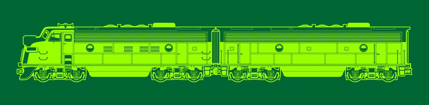 vector illustration of a diesel locomotive. 