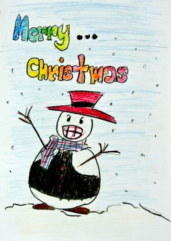 a  kids chrisrmas card drawing