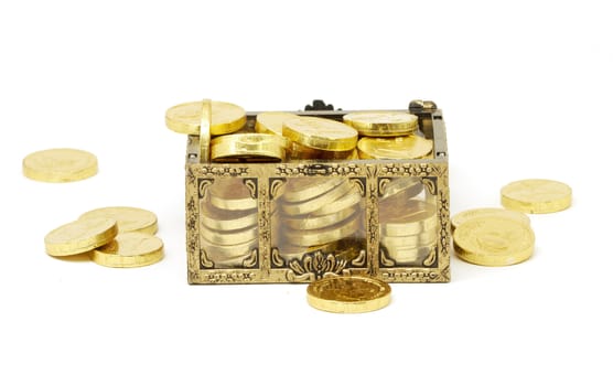 gold chest  of gold coines